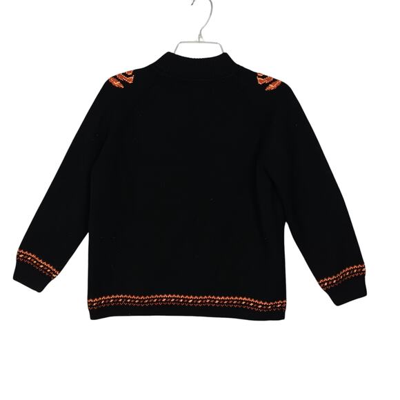 Vintage Cift Geyik Wool Sweater Size Small 100% Virgin Wool Black and Orange - Picture 6 of 8